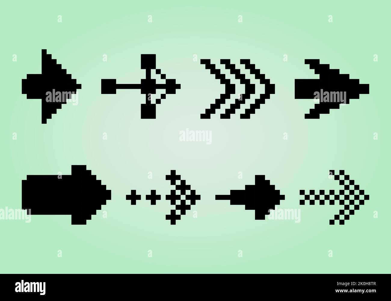Arrow Collection Pixels Vector Illustration Of 8 Bit Game Assets Stock 