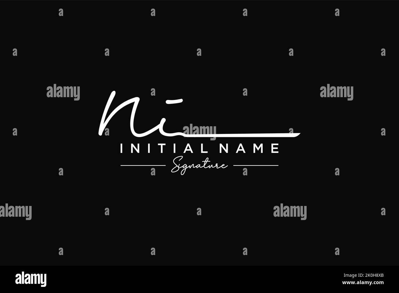 NI signature logo template vector. Hand drawn Calligraphy lettering Vector illustration. Stock Vector
