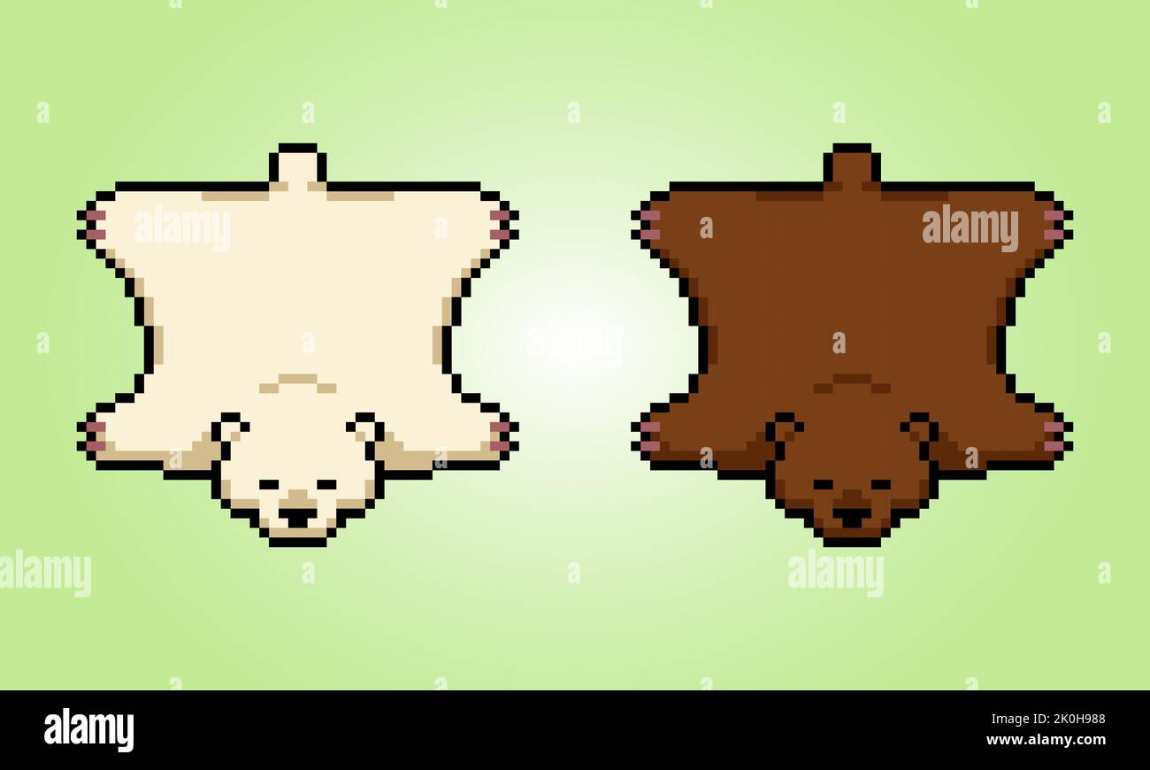 8 bit pixel a bear rug. Animals for game assets and cross stitch