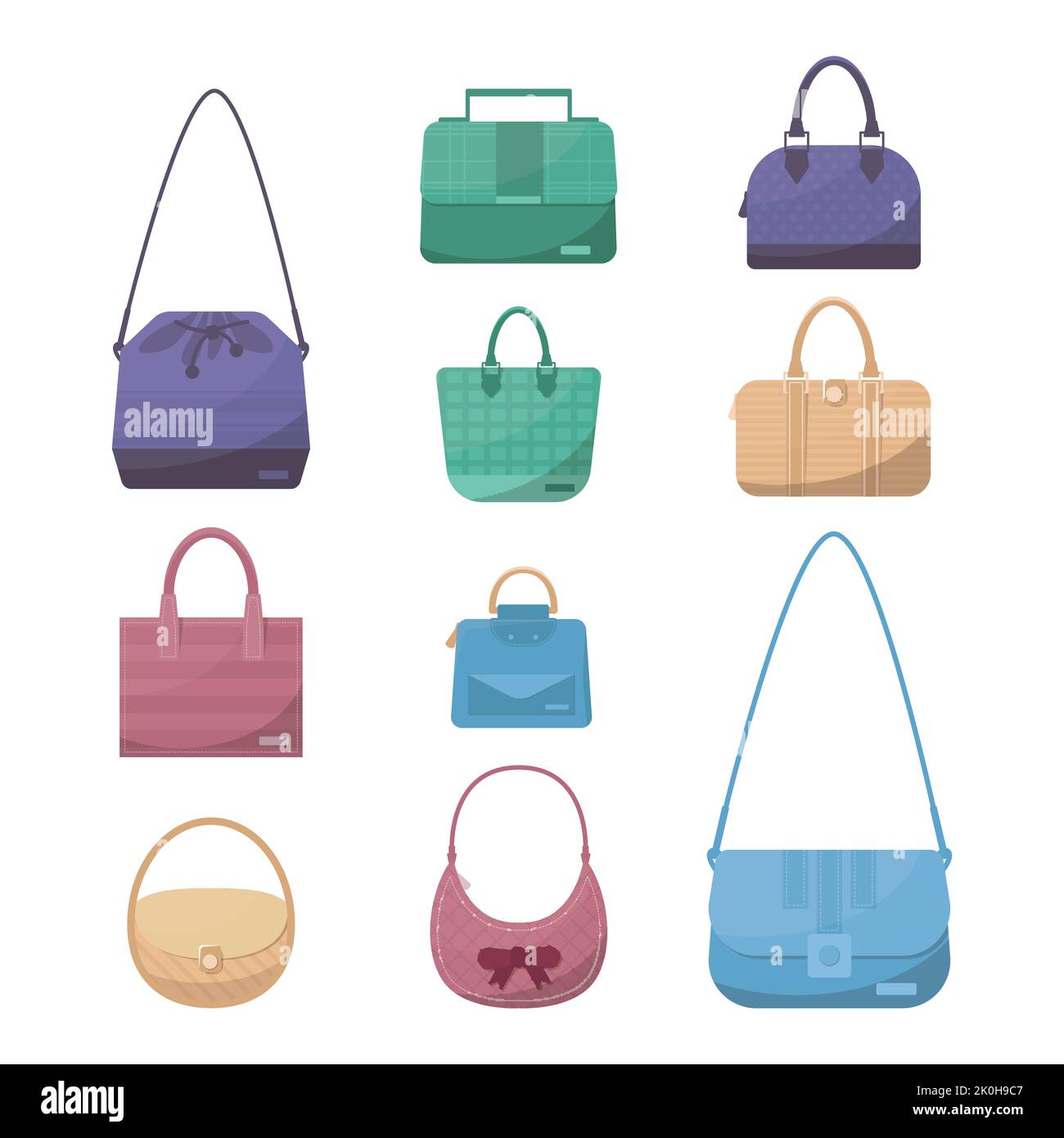Girl Woman Fashion Bag Icon Design Illustration Isolated Stock Vector