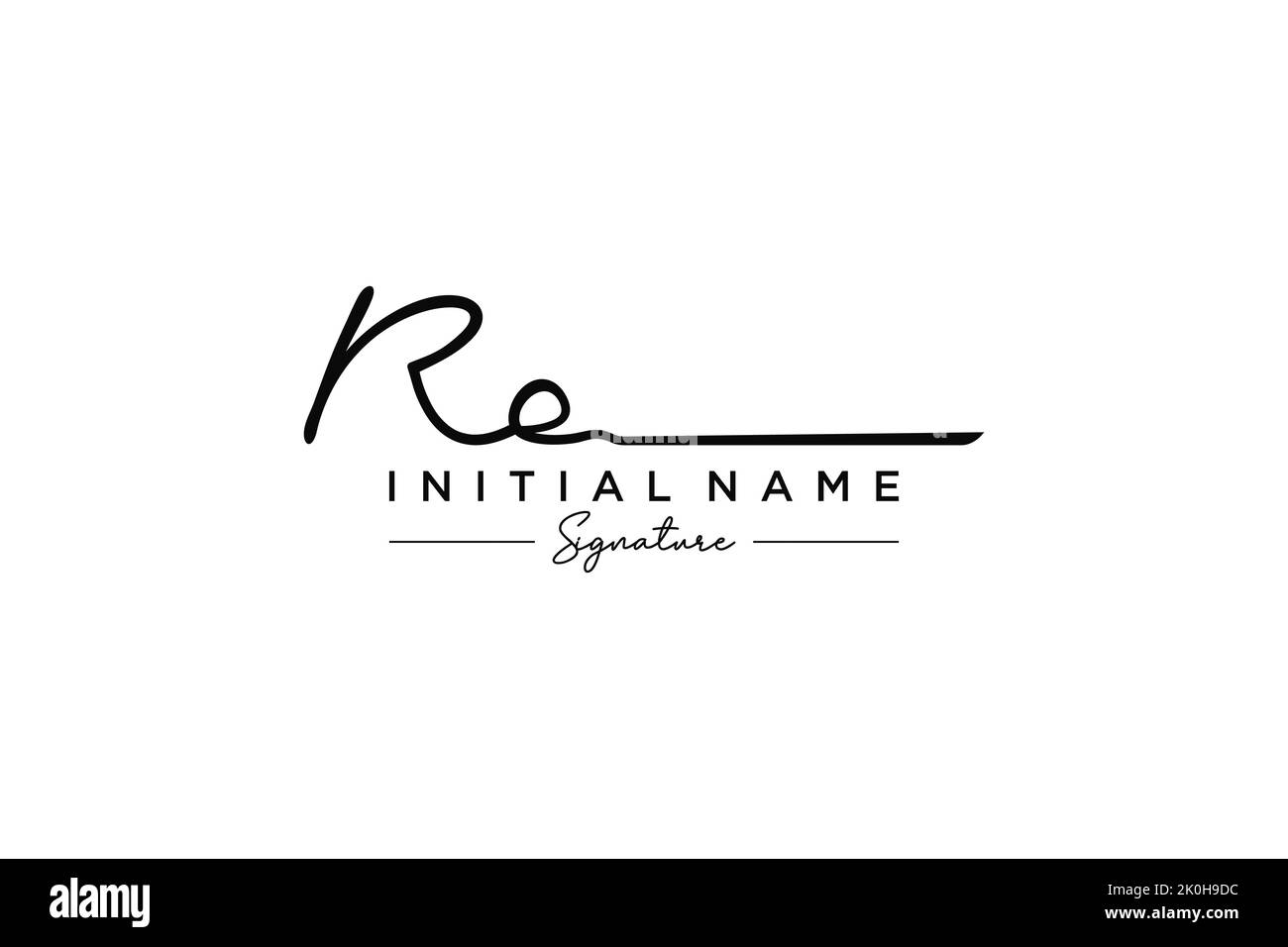 RE signature logo template vector. Hand drawn Calligraphy lettering Vector illustration. Stock Vector