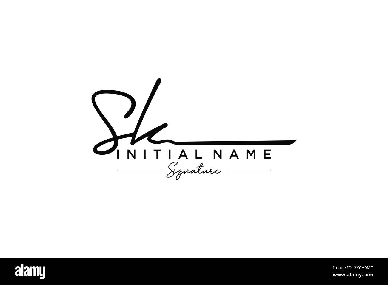 SK signature logo template vector. Hand drawn Calligraphy lettering Vector illustration. Stock Vector