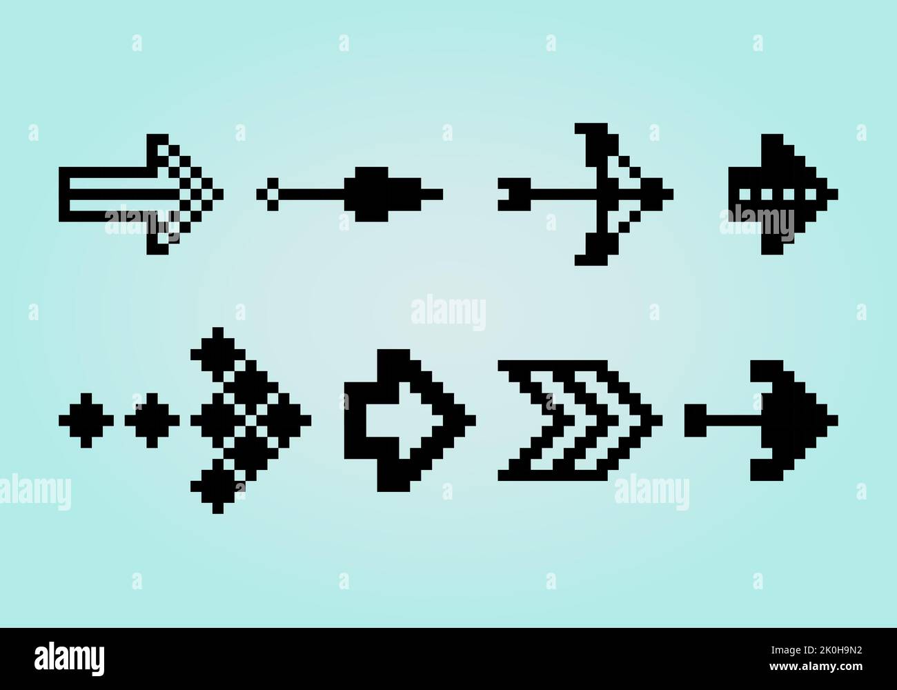 Arrow Collection Pixels Vector Illustration Of 8 Bit Game Assets Stock 