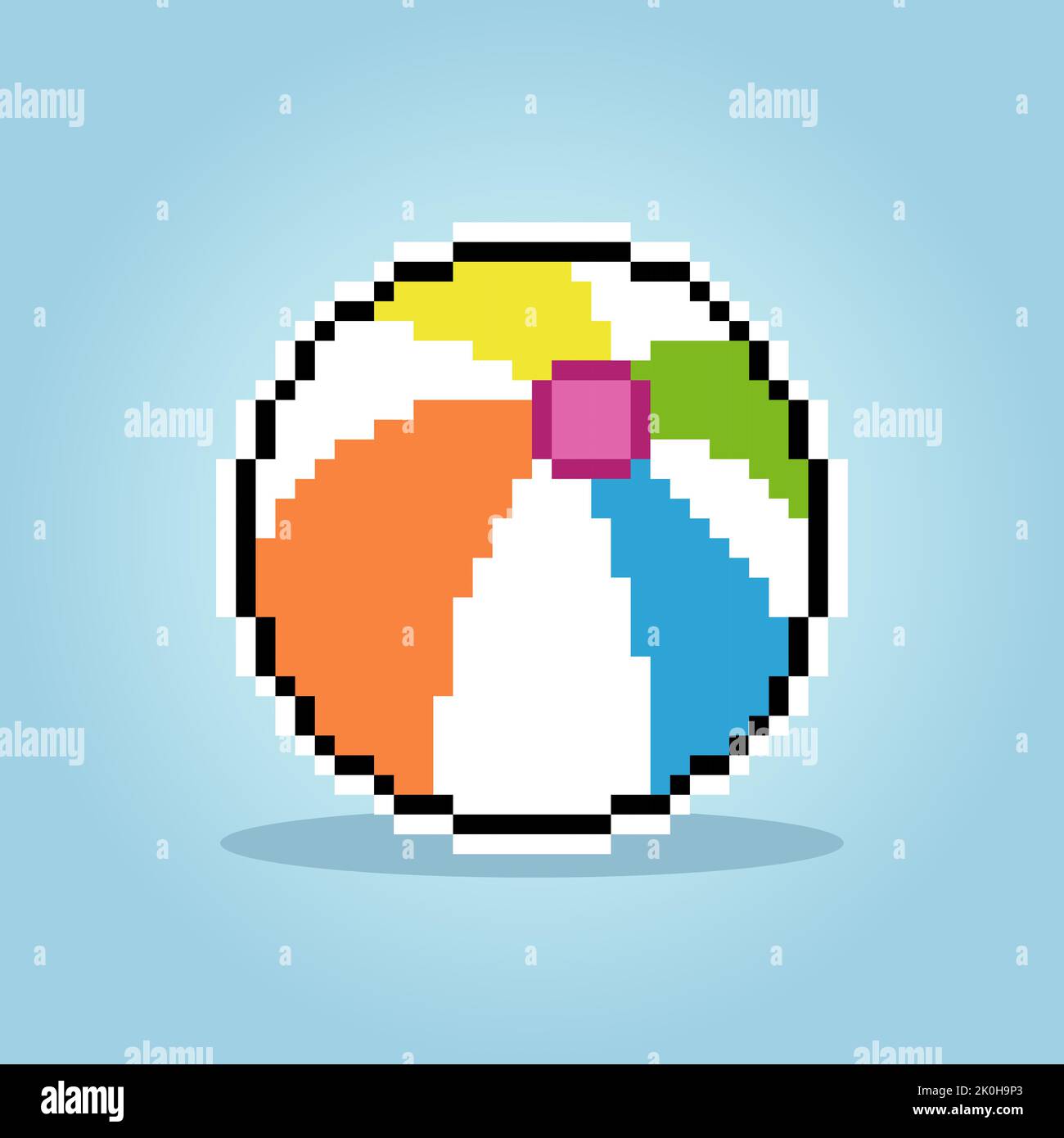Pixel 8 bit Beach ball. Game assets icon in vector illustration Stock