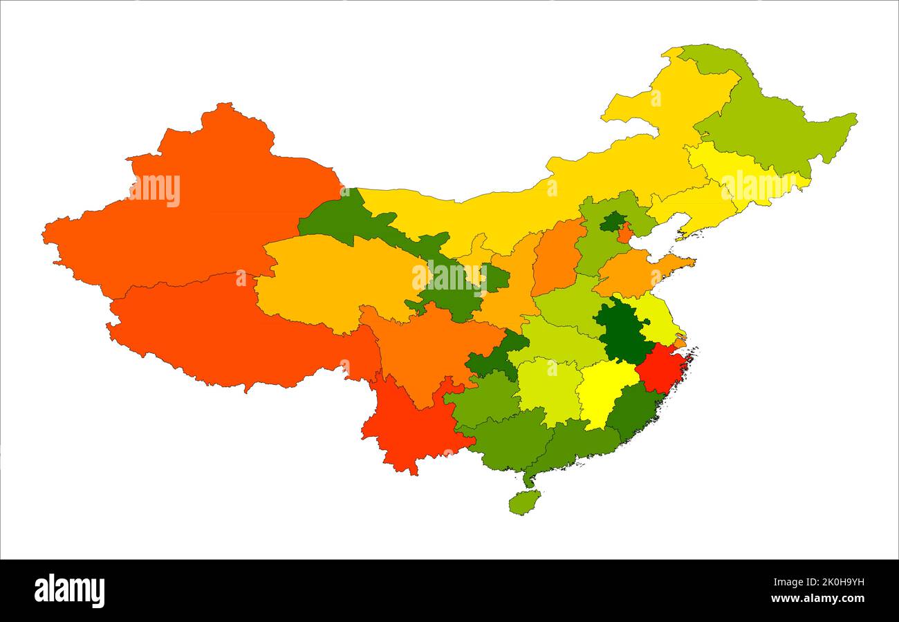 China beautiful colorful map on vector illustration on white background,China vector map,china map Stock Vector