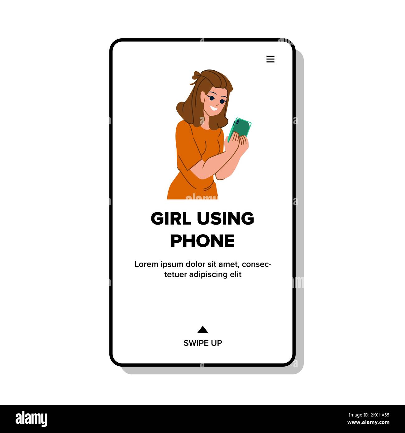 girl using phone vector Stock Vector