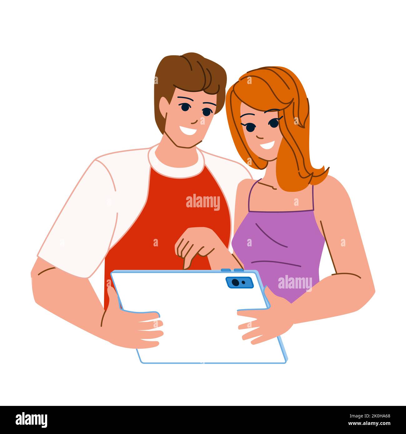 Couple using tablet vector stock vector image art alamy