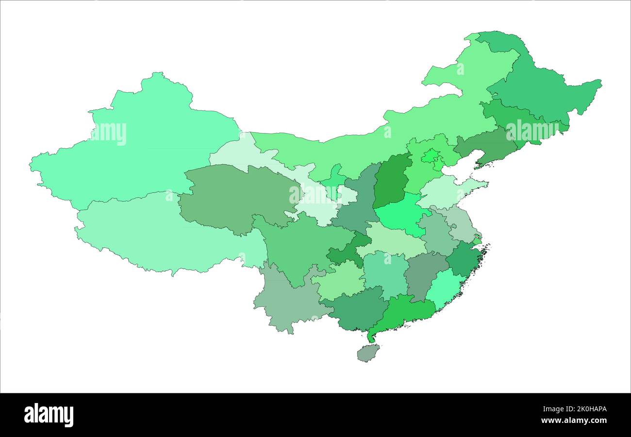 China green color vector map illustration, China vector map ...