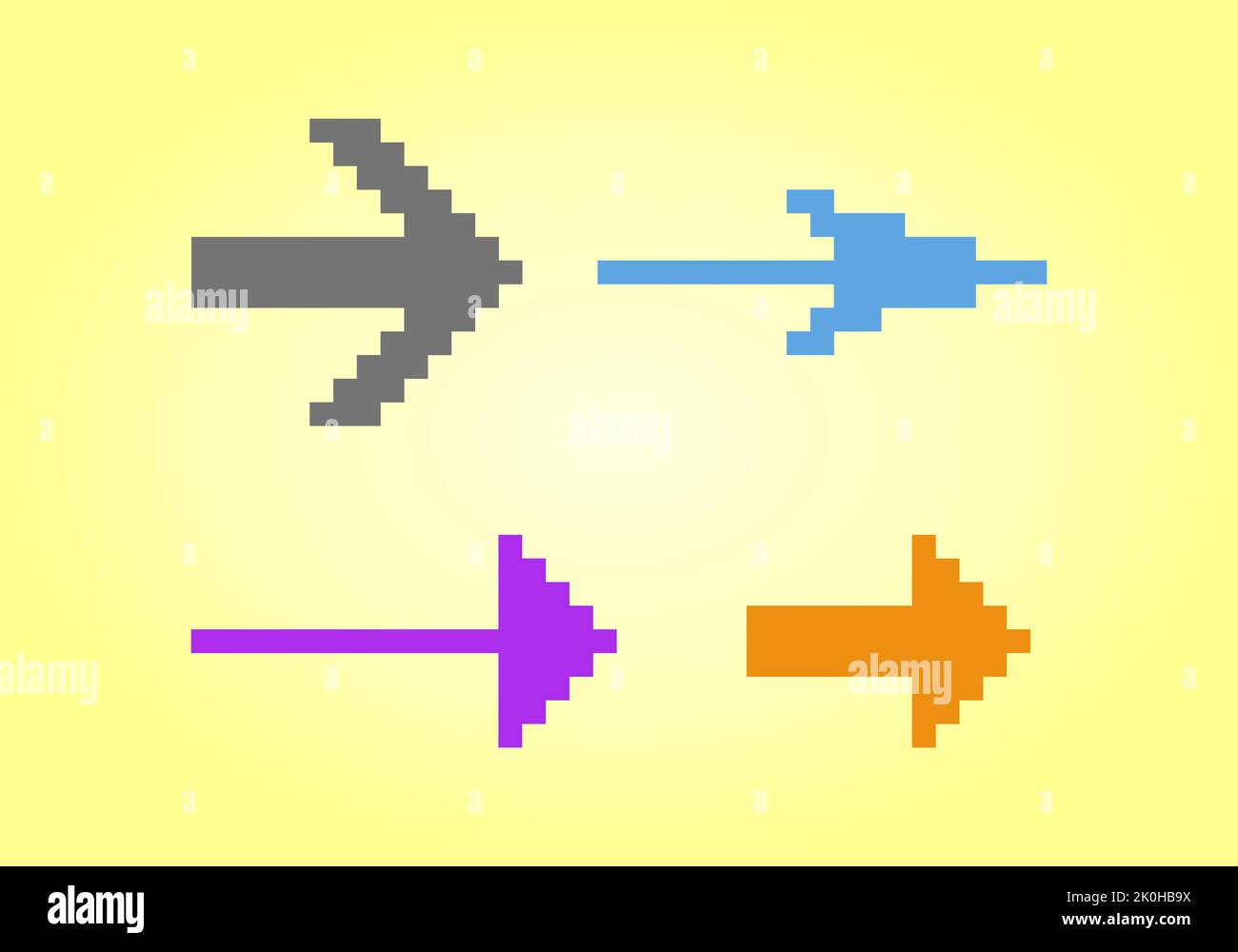 Arrow Pixel Collection Vector Illustration For 8 bit Game Assets Stock 