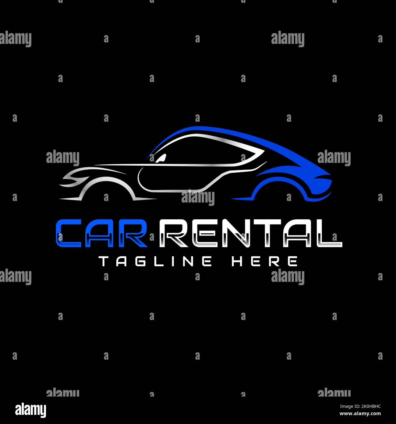 Modern car rental logo template .Racing car silhouette. Simple line car vector illustration. Stock Vector