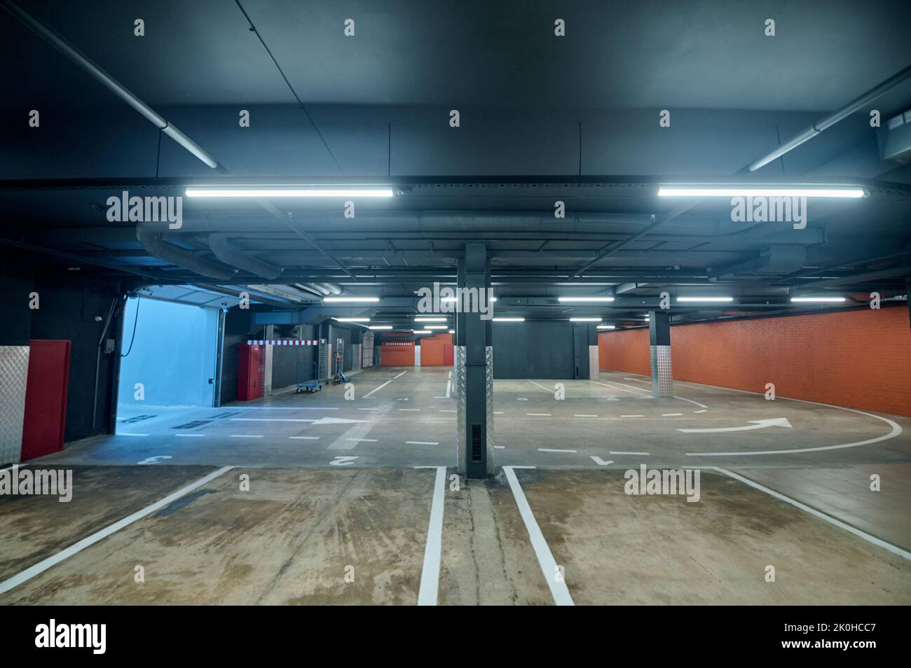 Modern underground garage in the warehouse facility Stock Photo