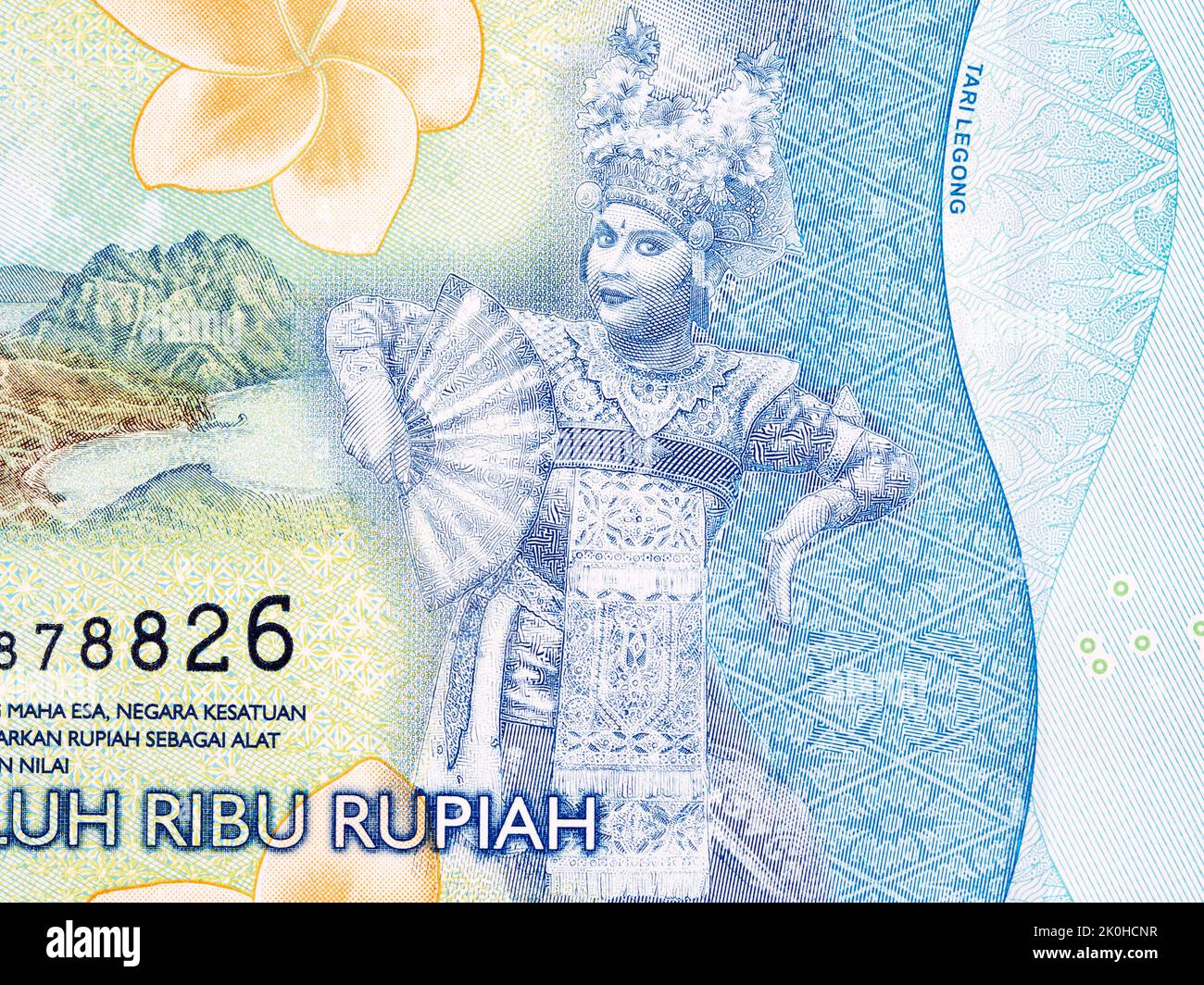 Legong dance from Indonesian money - Rupiah Stock Photo