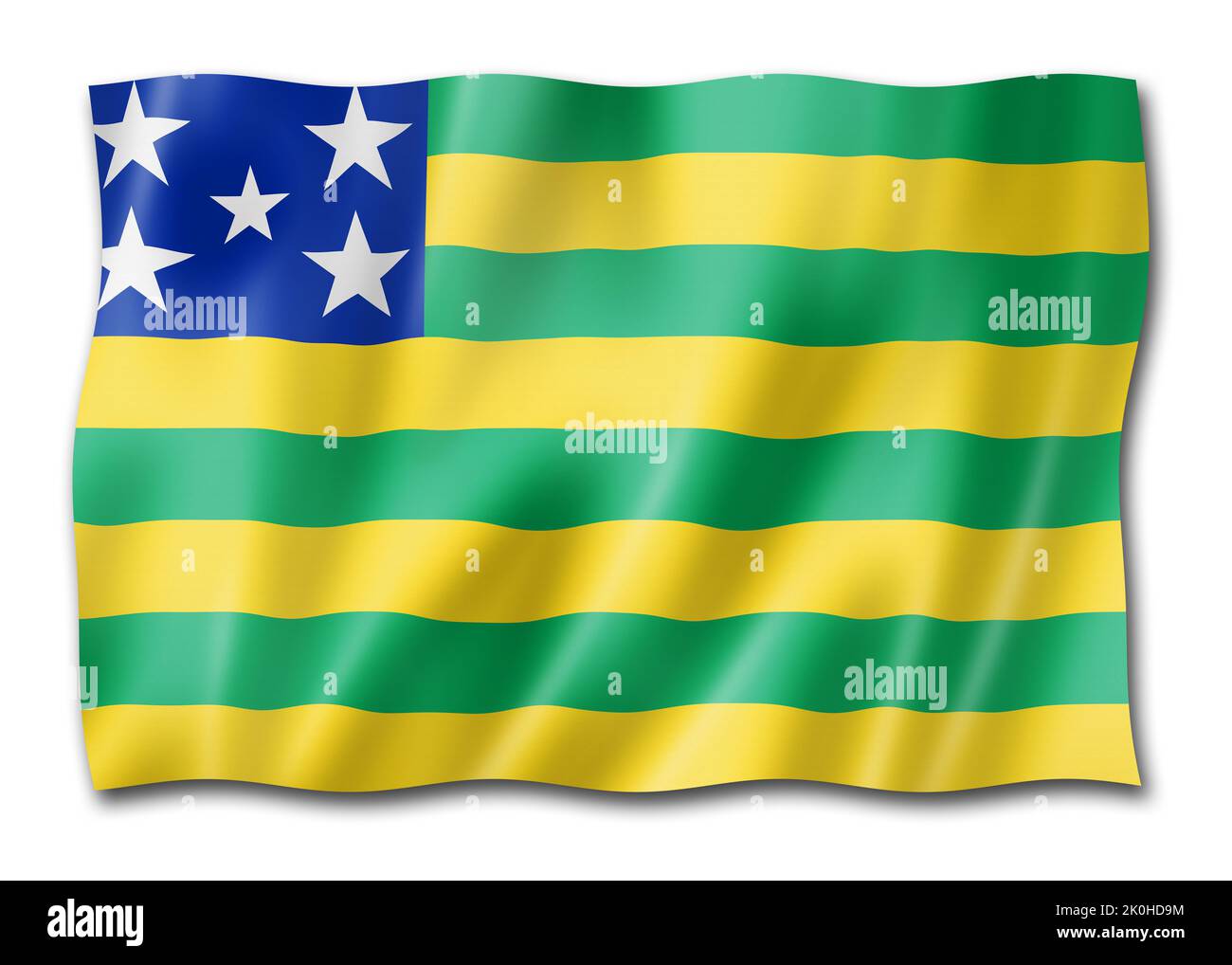 Goias state flag, Brazil waving banner collection. 3D illustration Stock Photo