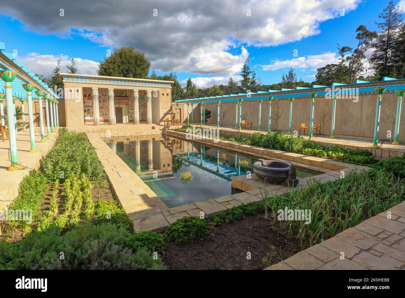 The Ancient Egyptian garden in Hamilton gardens, Hamilton, New Zealand Stock Photo