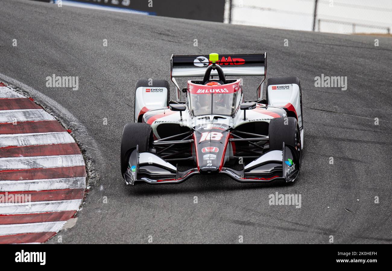 Monterey, CA, USA. 10th Sep, 2022. A. Cale Coyne Racing with HMD rookie driver David Malukas coming into the corkscrew during the Firestone Grand Prix of Monterey Practice # 2 at Weathertech Raceway Laguna Seca Monterey, CA Thurman James/CSM/Alamy Live News Stock Photo