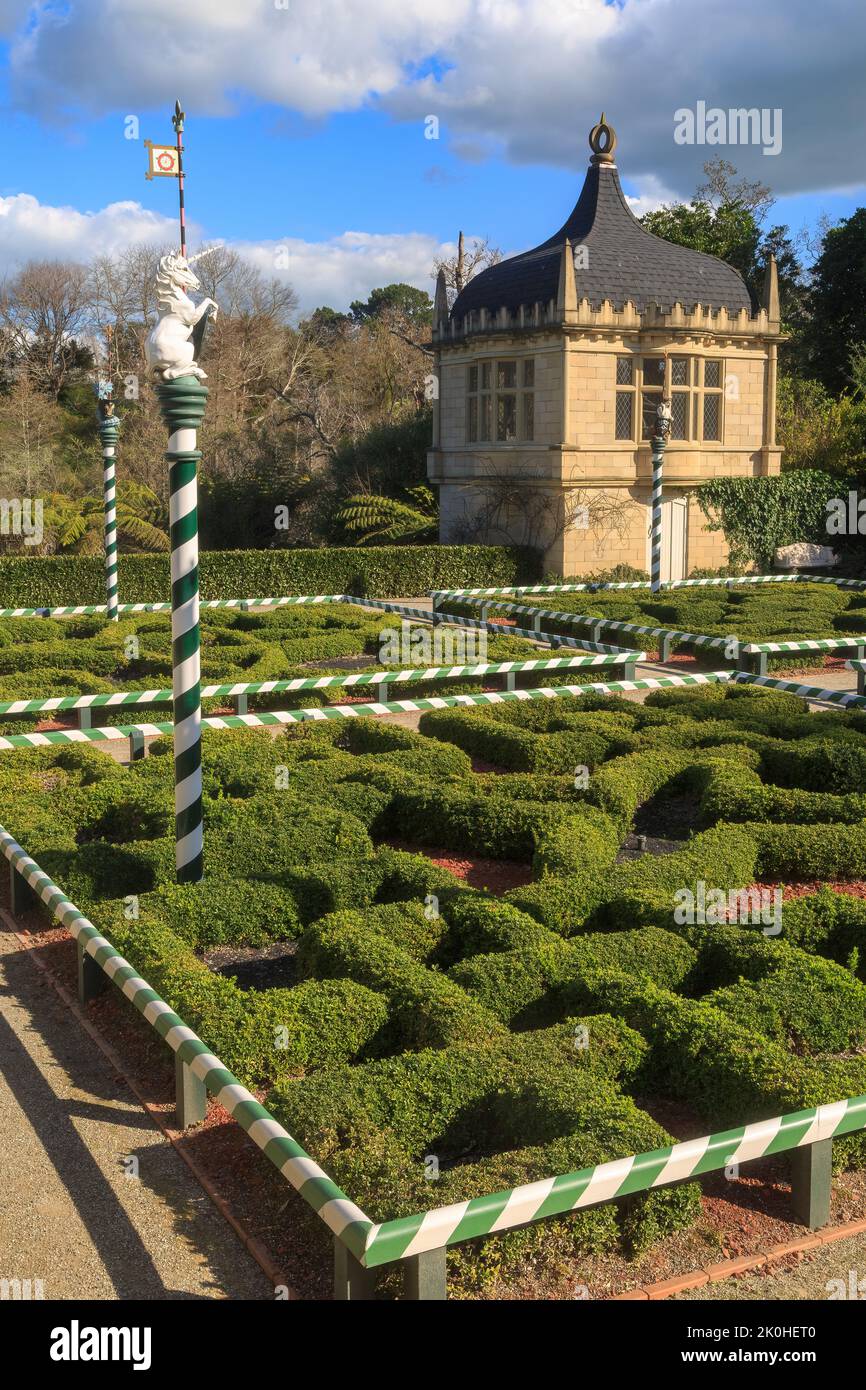 The Tudor Garden, a recreation of a 16th-century English garden in Hamilton Gardens park, Hamilton, New Zealand Stock Photo
