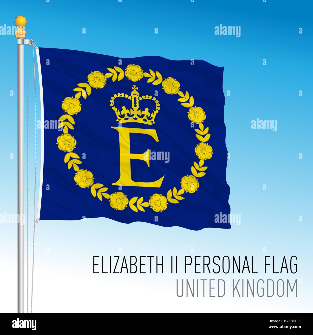 Queen Elizabeth the second personal historical flag, United Kingdom, vector illustration Stock Vector