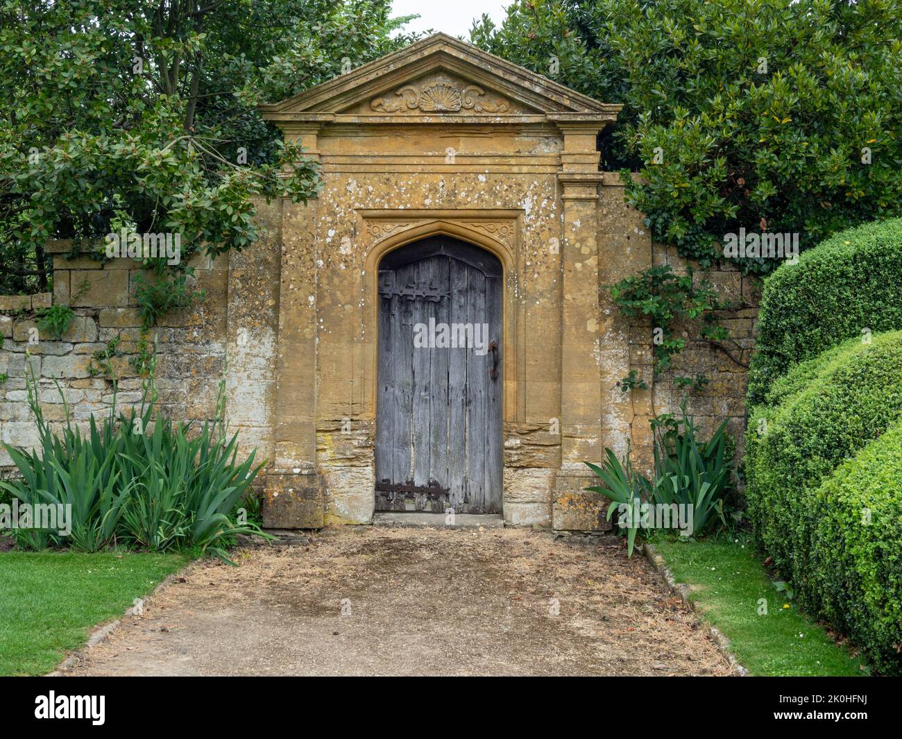 Entrance to the Walled Garden in the grounds of the historic Stanway House, Cotswolds, Gloucestershire, UK Stock Photo