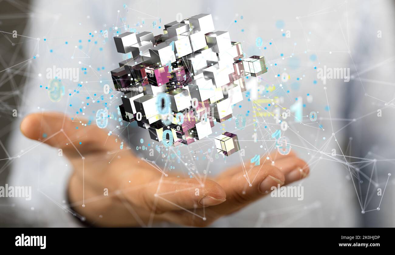 An illustration of cloud security symbol floating over a mans hand ...