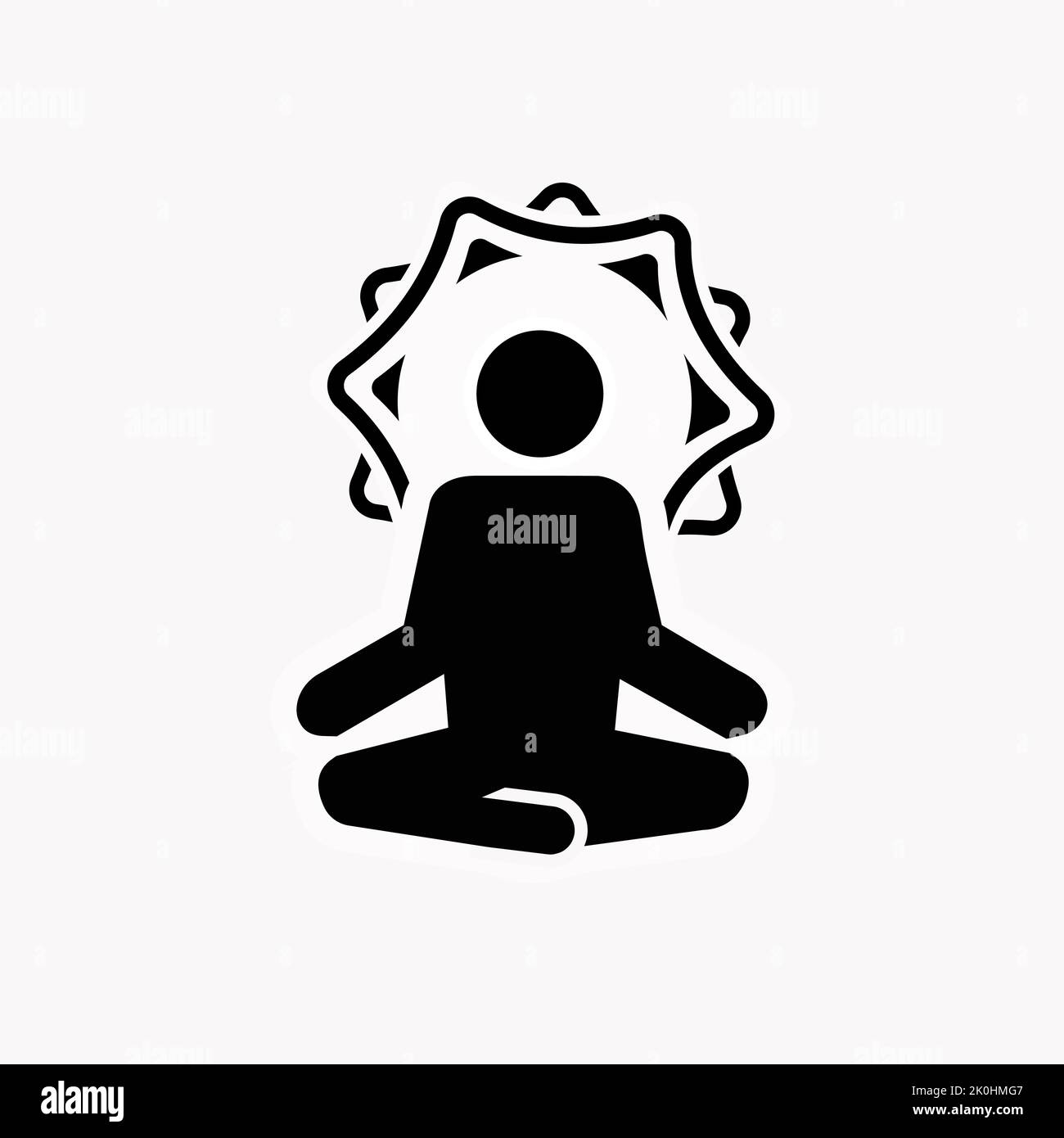 Yoga Retreat and Meditation Icon set. Flat Design Yoga Poses with Mandala Ornament in Back. Isolated Illustration. Stock Vector