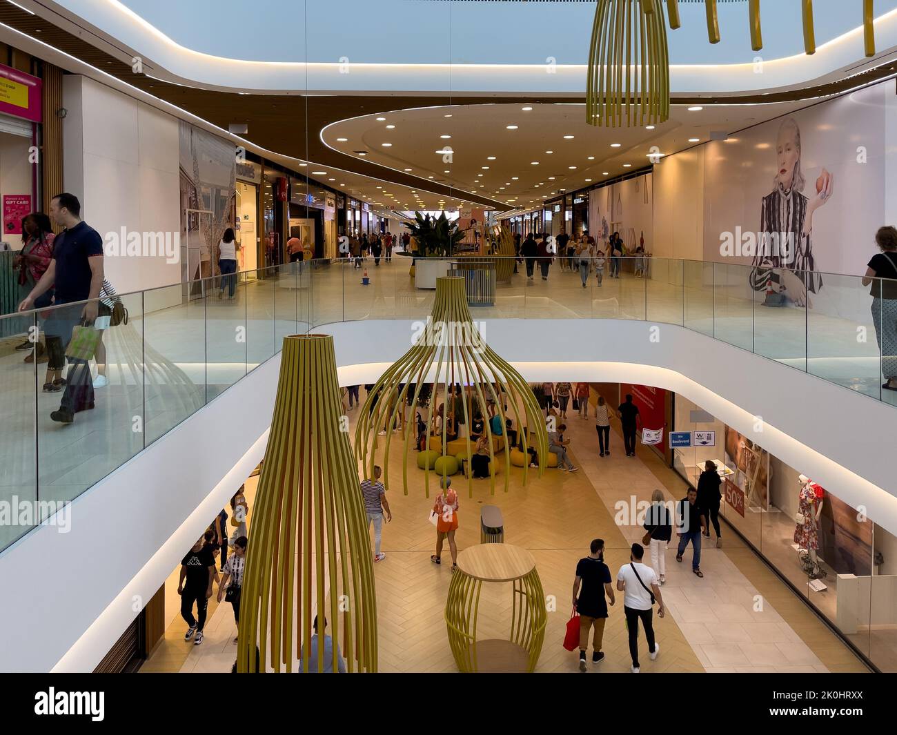 People walking inside Westland shopping center in Bruxelles Stock Photo