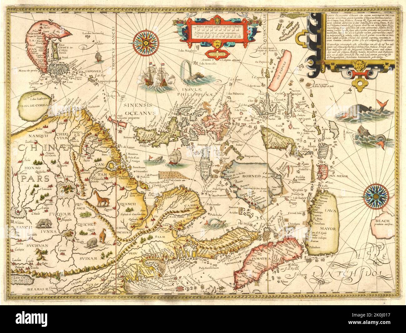 An Ancient Vintage Map Of China Indonesia And Japan XVII C Stock   An Ancient Vintage Map Of China Indonesia And Japan Xvii C 2K0J017 