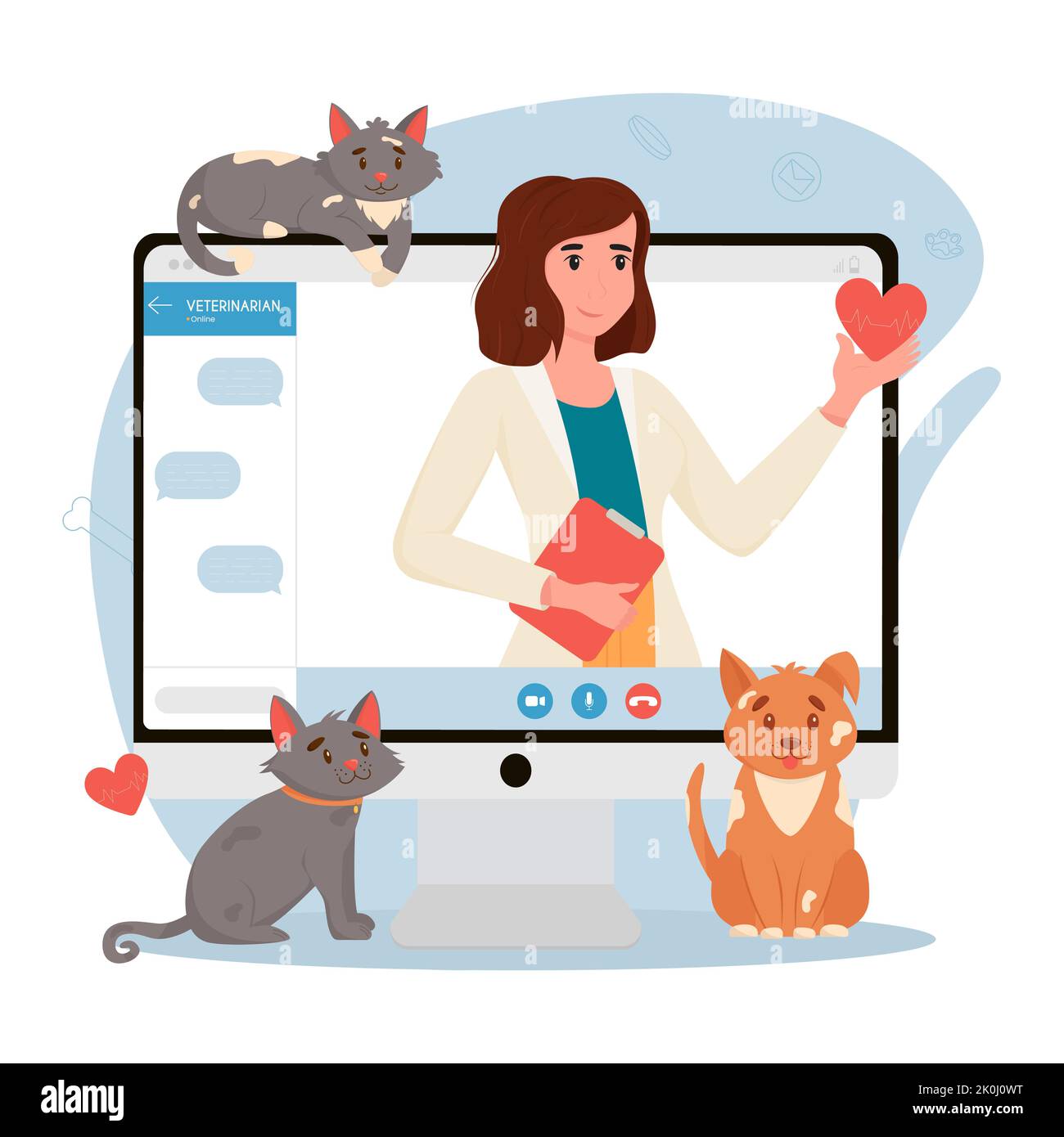 Veterinary doctor appointment. Online veterinarian consultation. Pet care, animal medical