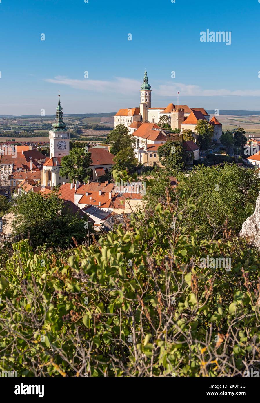 Old town centre and castle, Mikulov, Czech Republic Stock Photo