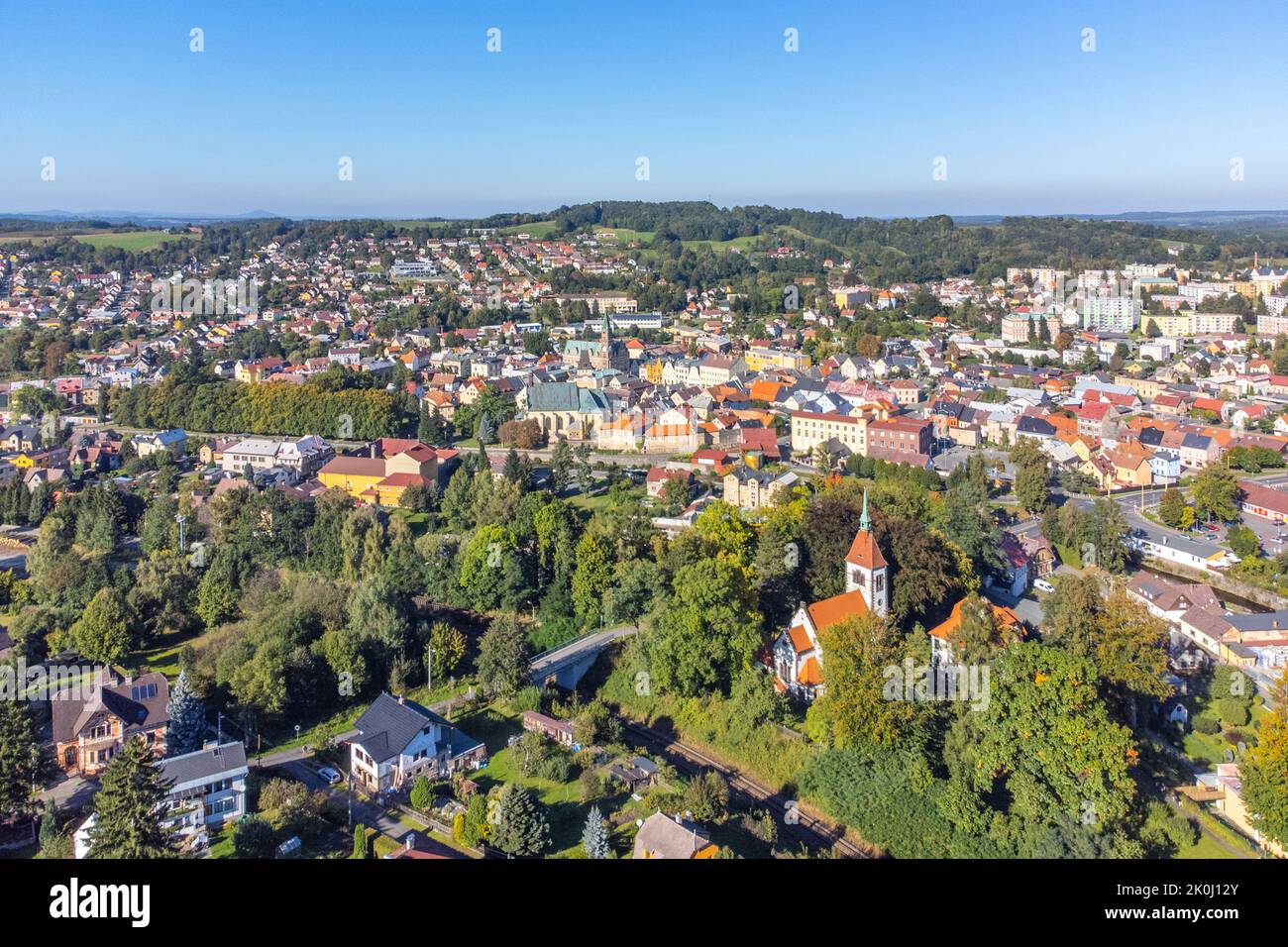 Aerial view of Frydlant v Cechach town Stock Photo
