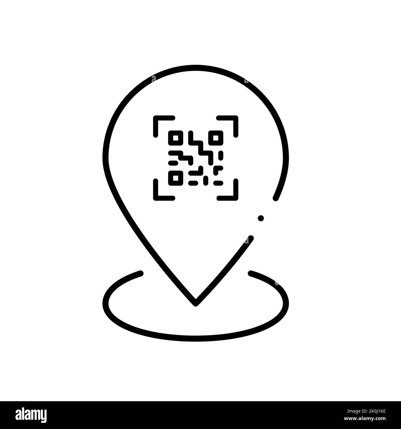 Qr code on a location pin. Pixel perfect, editable stroke line icon
