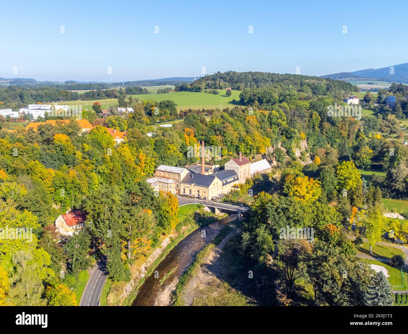 Aerial view of Albrecht Brewery in Frydlant v Cechach Stock Photo
