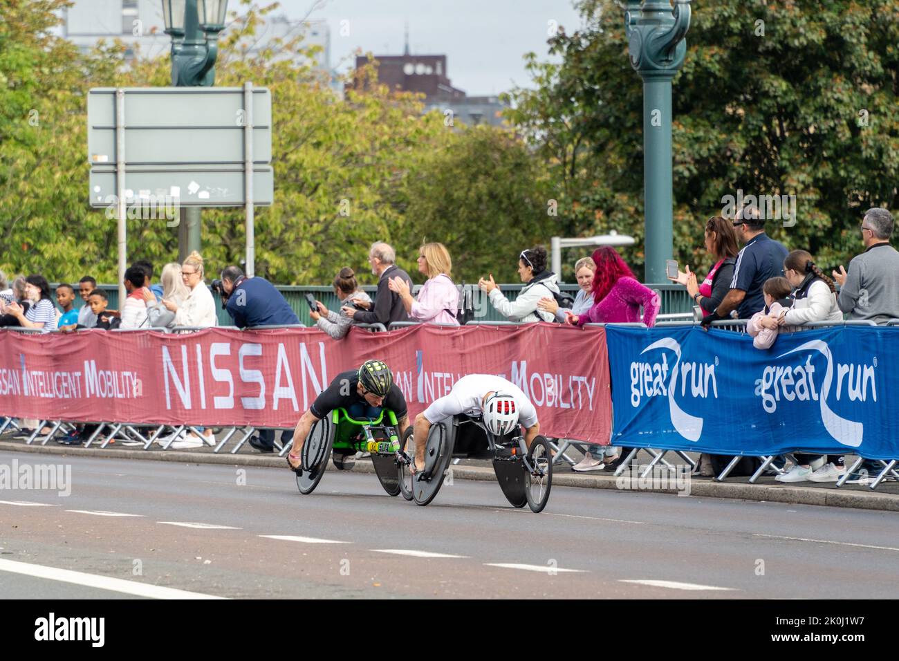 Wheelchair Elite competitors, Great North Run 2022 half marathon, in