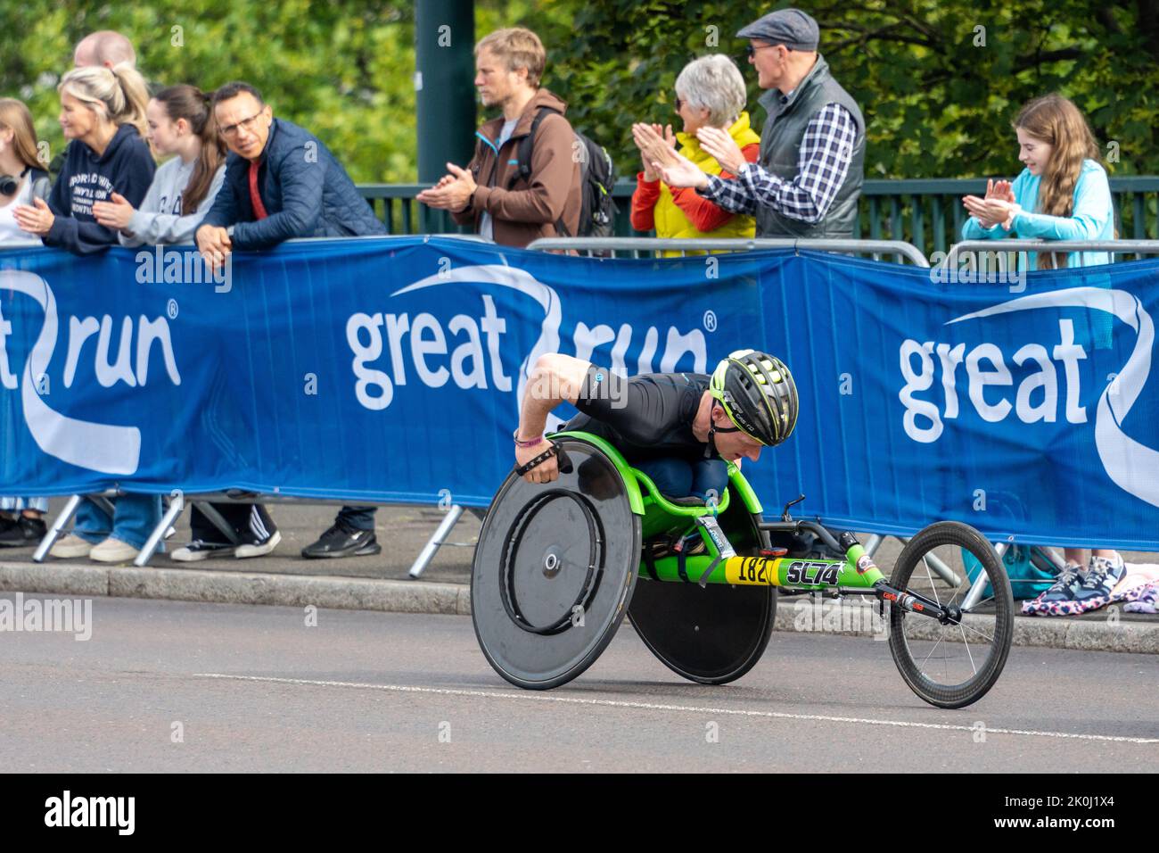 Wheelchair Elite competitor, Great North Run 2022 half marathon, in