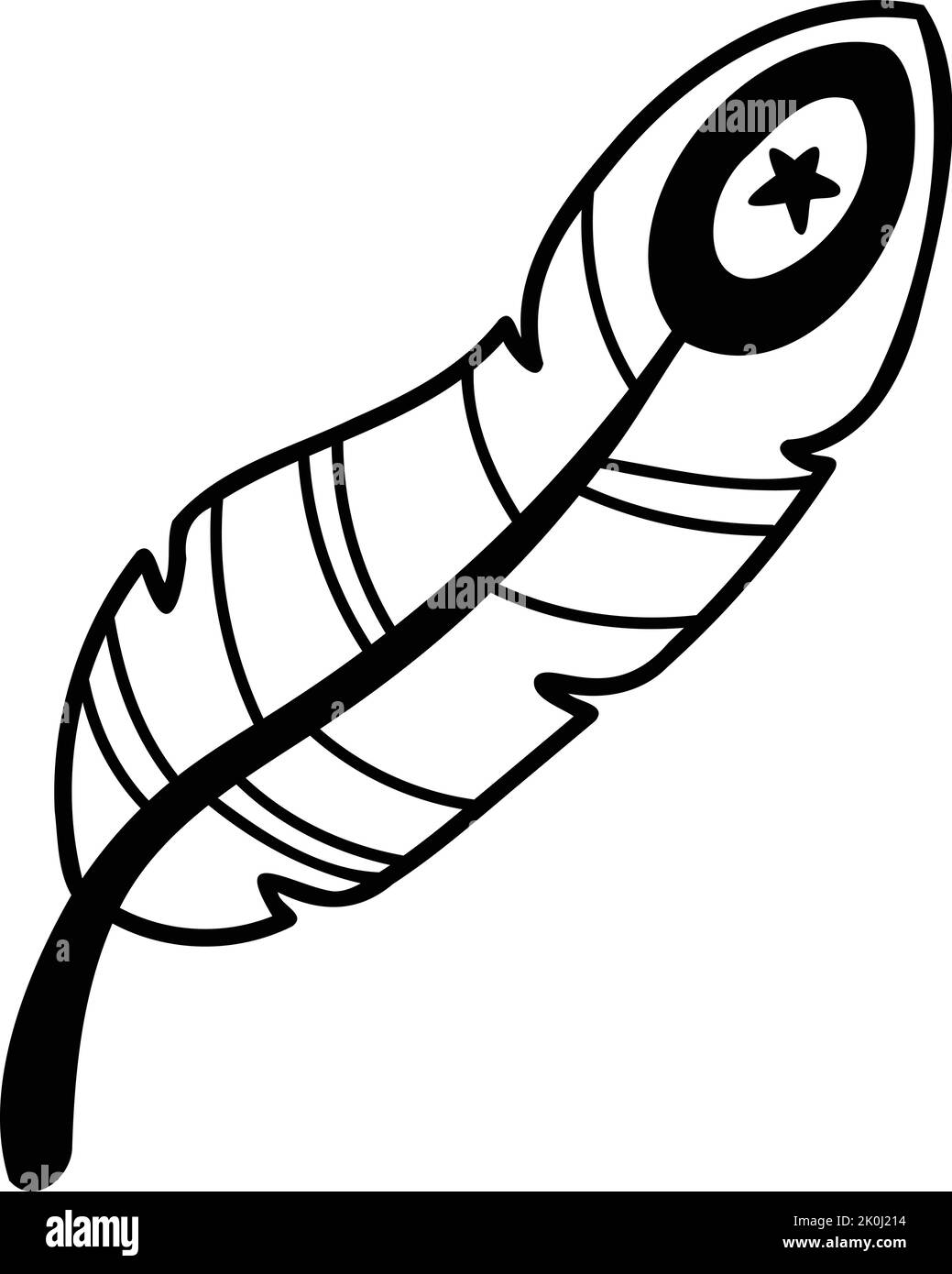 Hand Drawn boho style feather illustration isolated on background Stock ...
