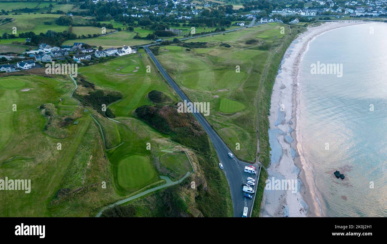 Ballycastle Golf Club, founded in 1890, sits yards from the shoreline on the Causeway Coast, a spectacular stretch of golfing coastline of unsurpassed. Stock Photo