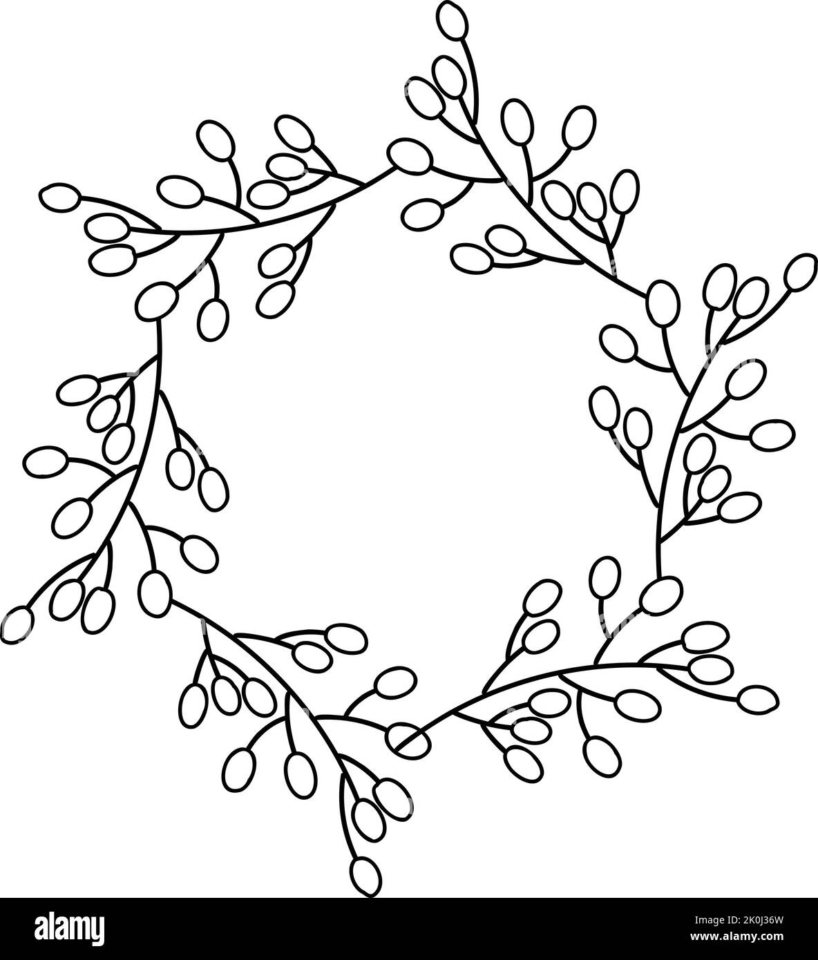 Hand Drawn leaf circle frame illustration isolated on background Stock