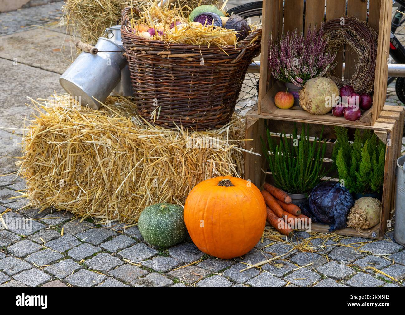autumnal decoration at the autumn market Stock Photo