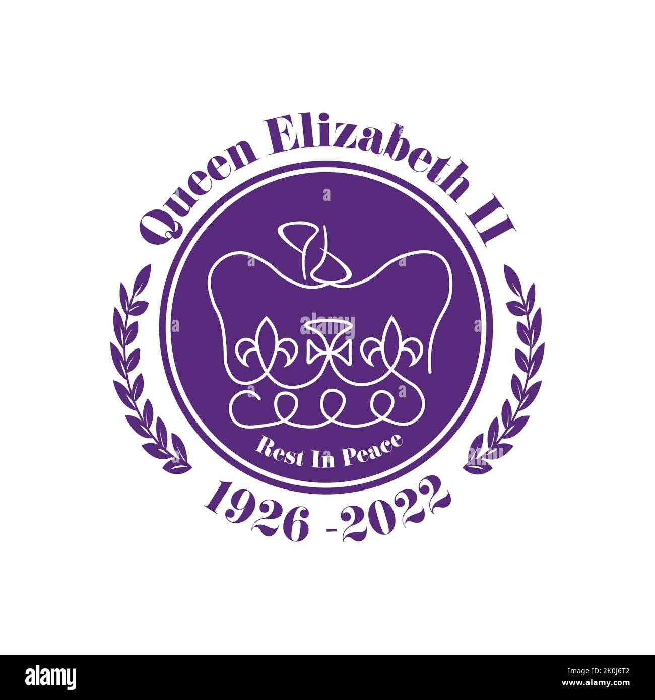 2022 Queen Elizabeth Dies - 1926 - 2022 Rest in Peace vector illustration. Stock Vector