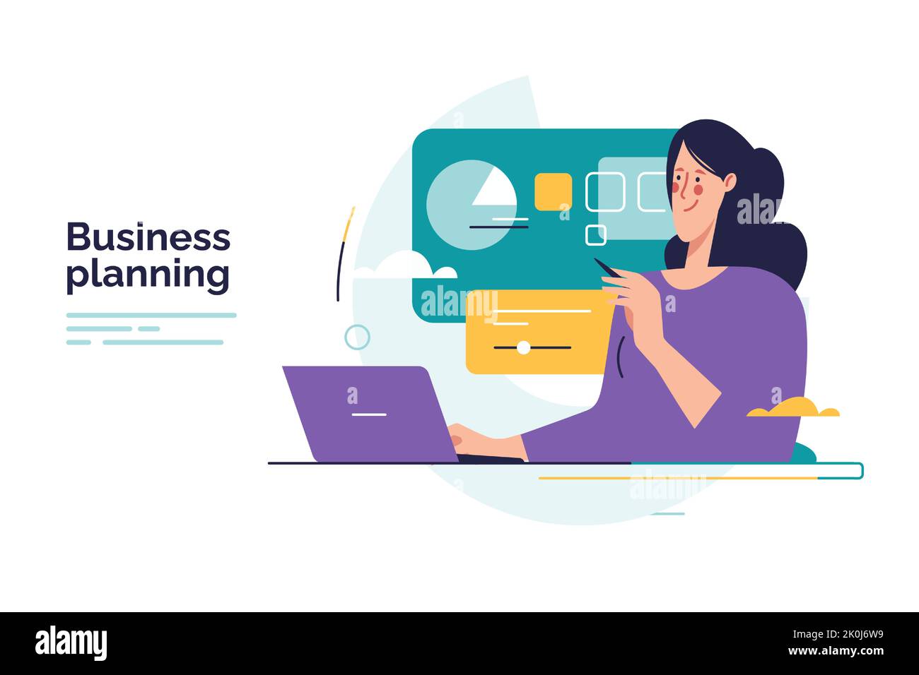 Business people working laptop graph Stock Vector Images - Alamy