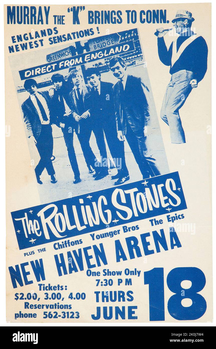 The Rolling Stones 1964 Concert Handbill for Show Canceled Due to Slow Ticket Sales. Stock Photo