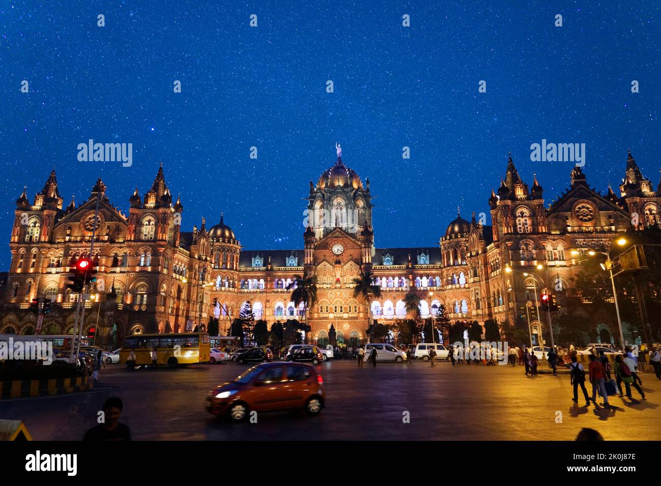 CSMT (VT) station image with star movement image shot at different location in India. Both images shot by me. Stock Photo
