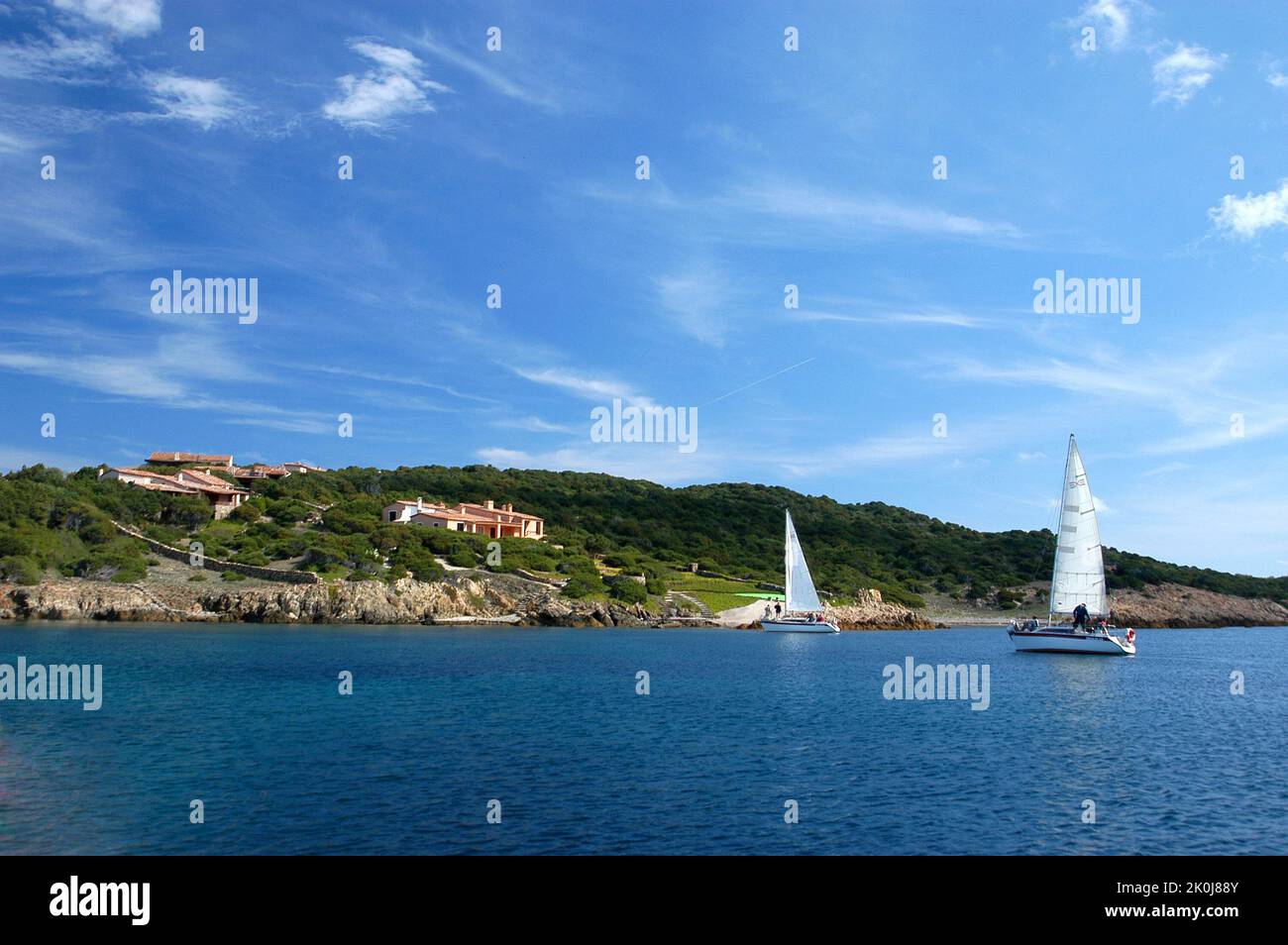 Caprera sailing school, La Maddalena island, Sardinia, Italy Stock ...