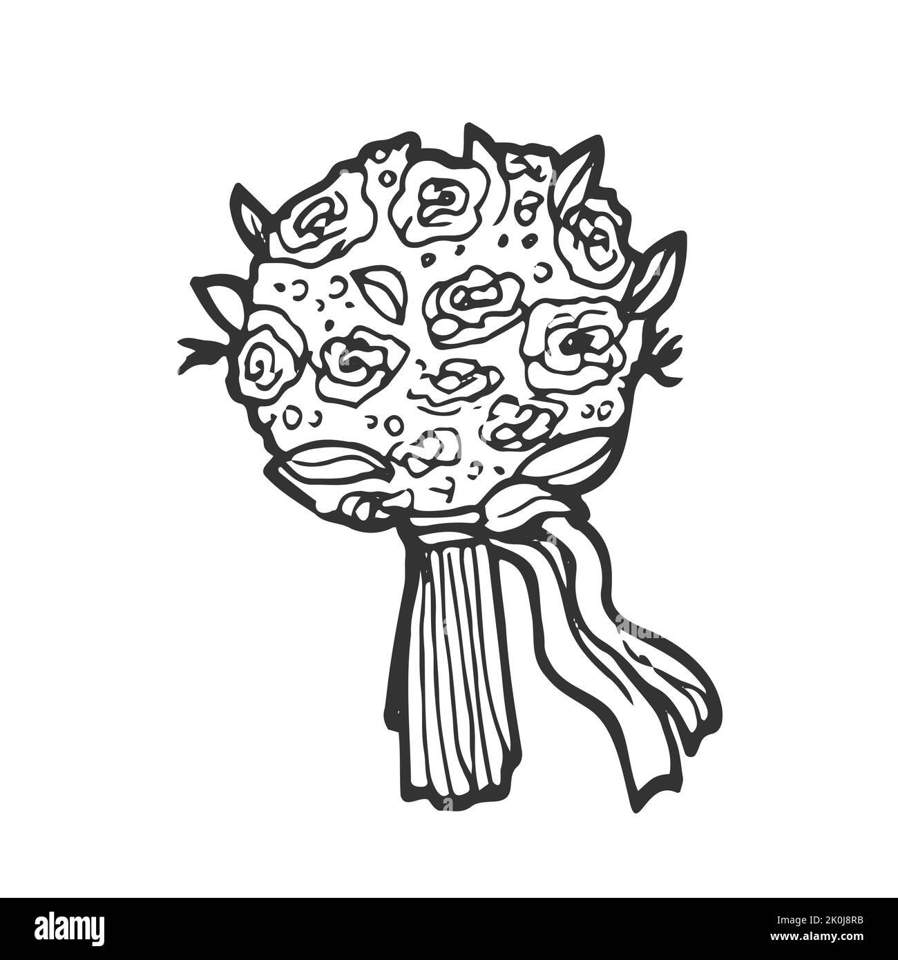 Wedding bouquet with delicate flowers, leaves Stock Vector Image & Art