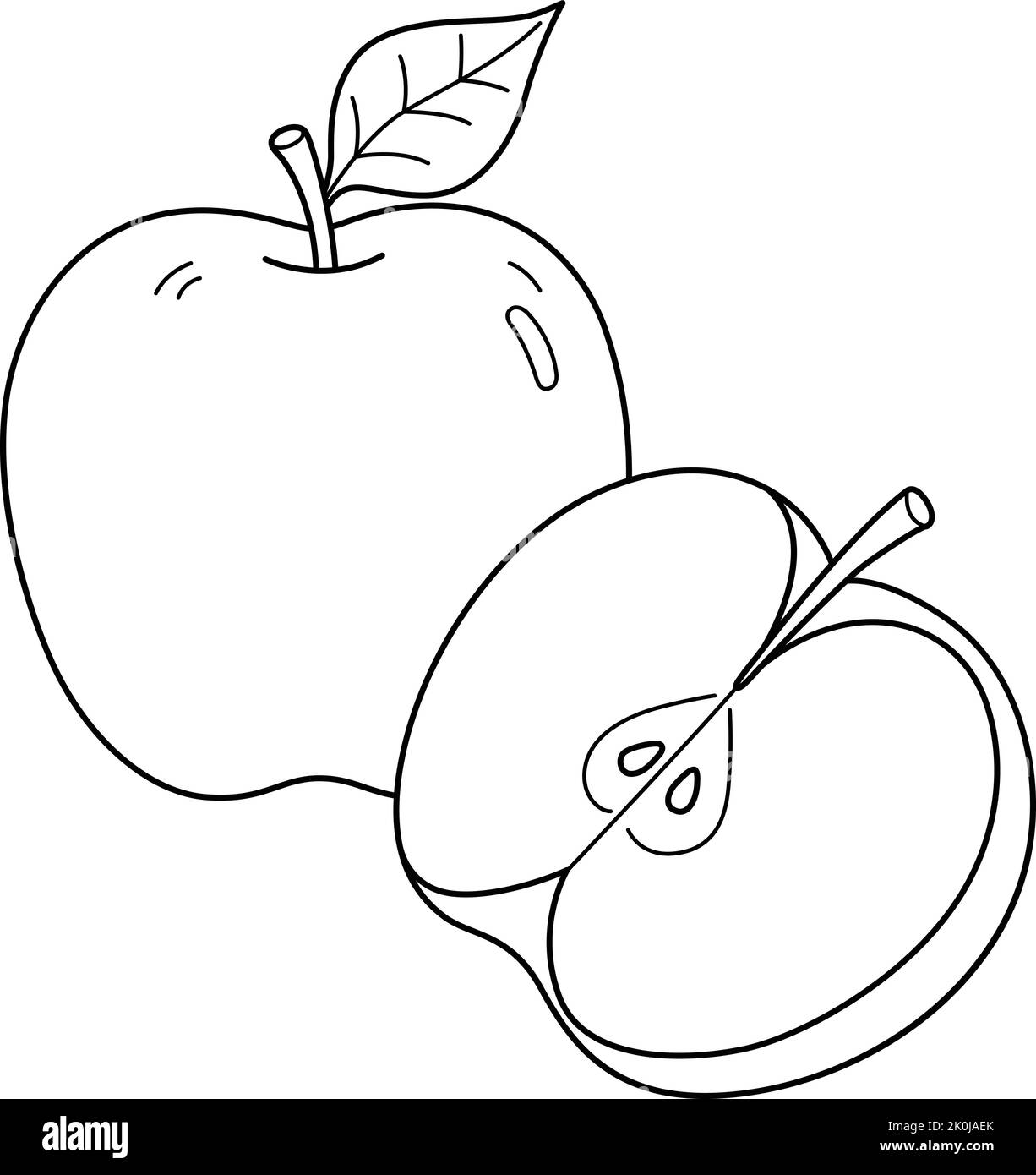 Apple Fruit Isolated Coloring Page for Kids Stock Vector