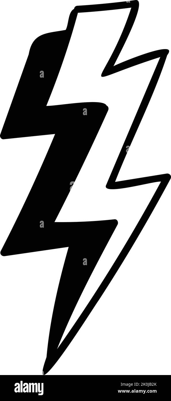 Hand Drawn punk style lightning illustration isolated on background Stock Vector