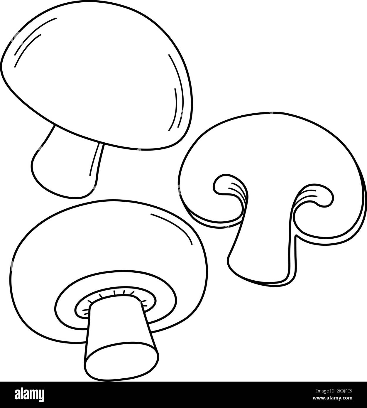 Mushroom Vegetable Isolated Coloring Page  Stock Vector