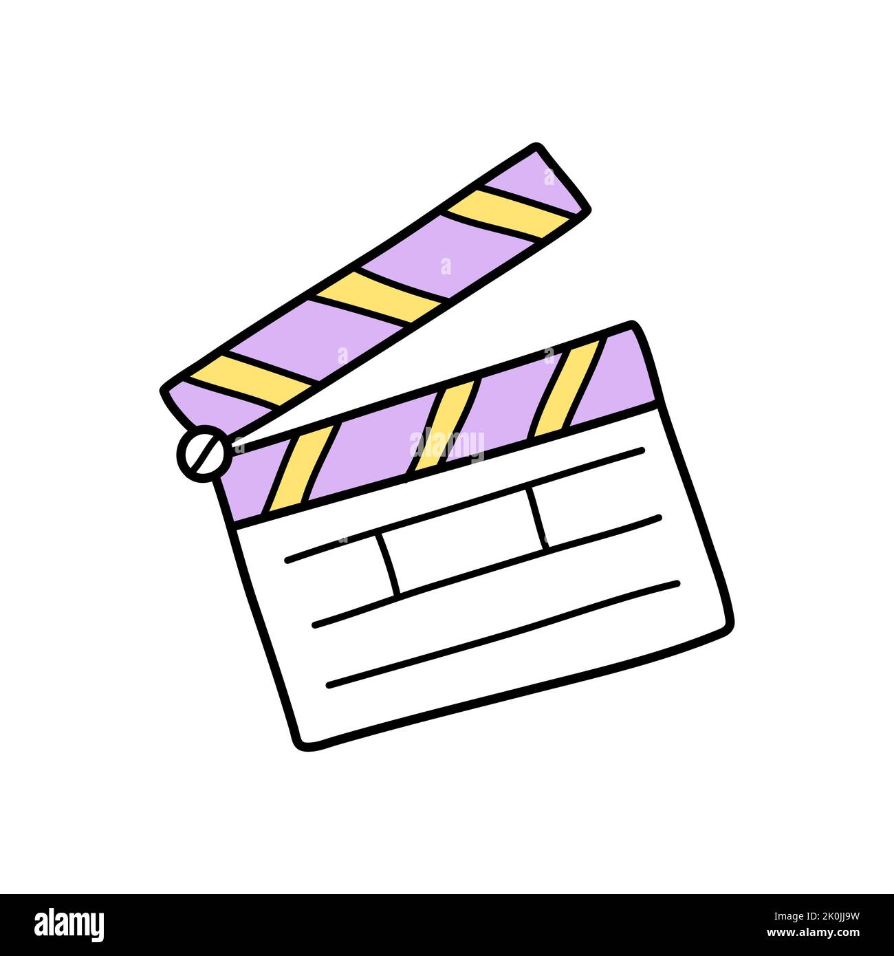 Movie clapperboard doodle icon. Film clapper for cinema production