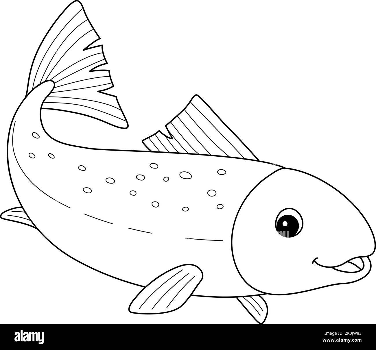 Salmon Animal Isolated Coloring Page for Kids Stock Vector