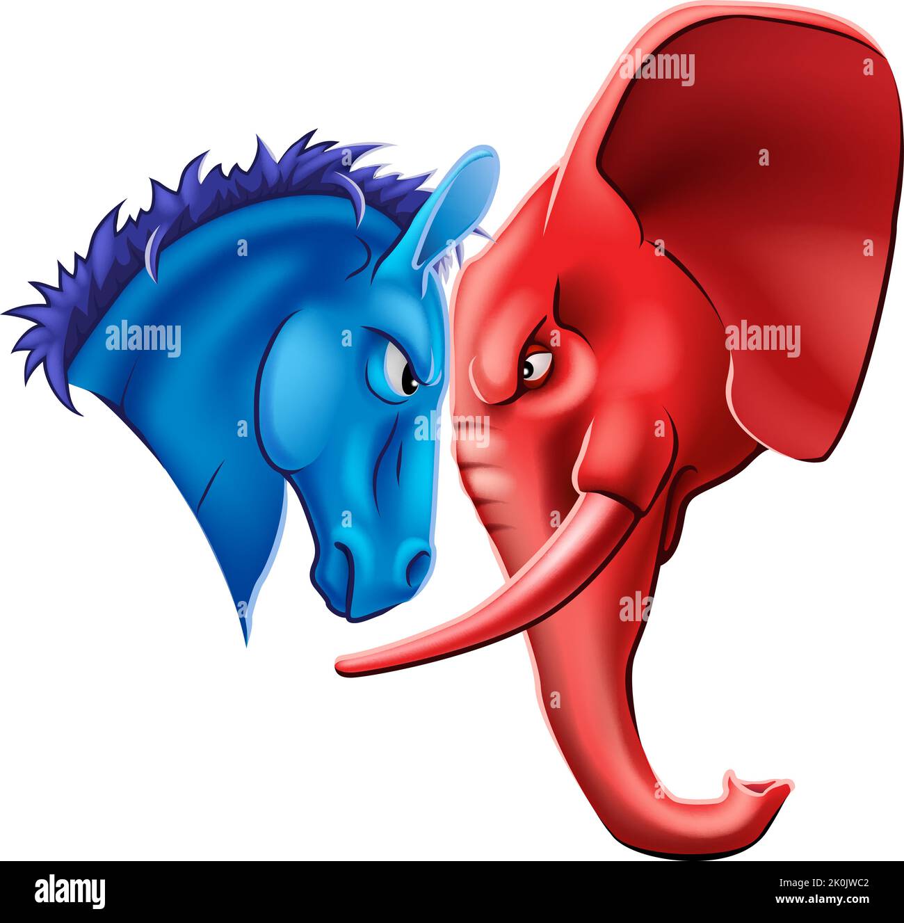 Elephant And Donkey Politics Election Face Off Stock Vector