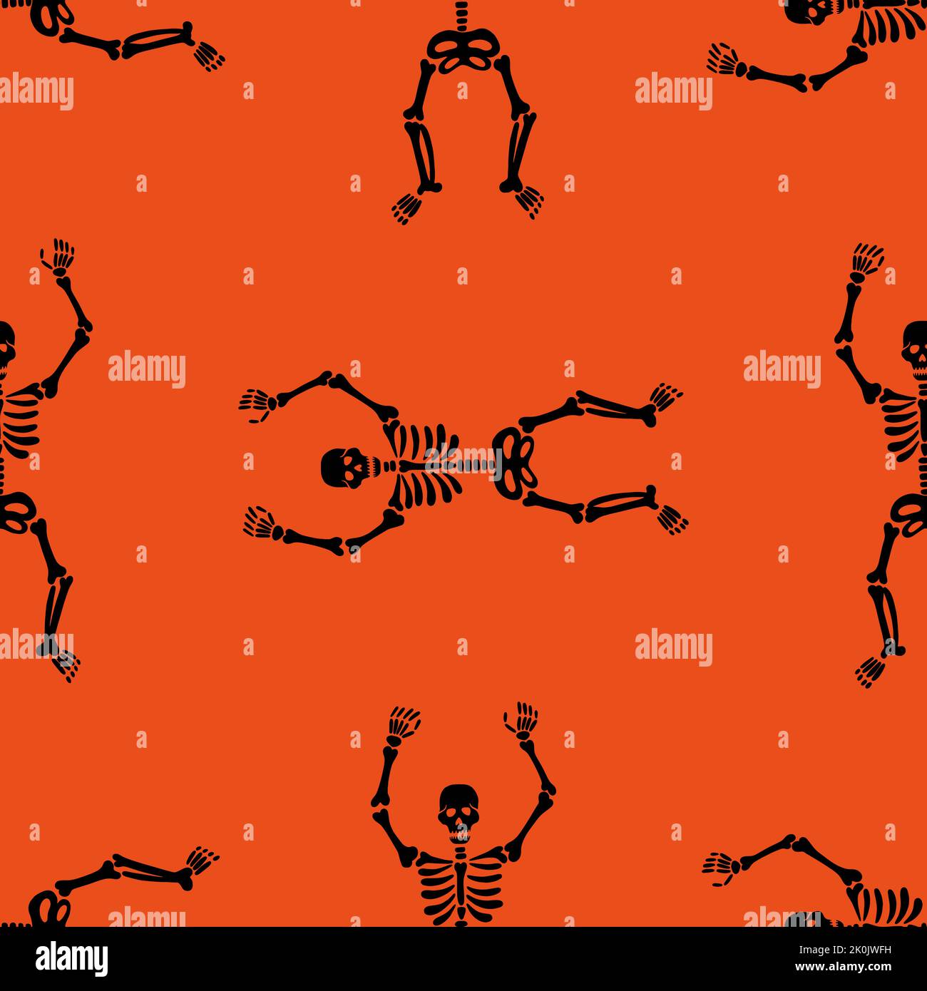 pattern of skeletons on a orange background Stock Vector Image & Art ...